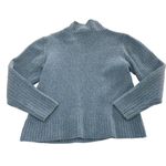 Orvis Charles F  Sweater Womens Medium Blue Mock Neck Cable Knit Wool Blend Photo 1