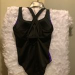 Lands' End  Black‎ Swimsuit with Purple Accents Photo 1