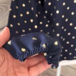 Stitch Fix Kaileigh Navy Blue & Gold Polka Dot V Neck Blouse Photo 3