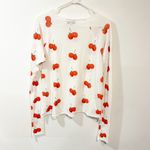 Wildfox Thin Knit White Red Cherry Print Long Sleeve Top Size Small Photo 4