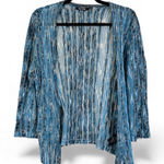 Nic+Zoe  Blue Linen Blend Open Front Cardigan Sweater Womens MP Fall Casual Photo 0