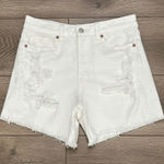 American Eagle ‎ Mom High Rise White Stretch Jean Shorts Size 4 Photo 0
