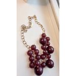 Chunky Maroon Beaded Bib Statement Necklace With Gold Photo 4