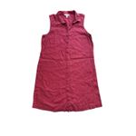 Garnet Hill  100% Linen Shirt Dress Size 8 Red‎ Button Front Classic Office Beach Photo 2