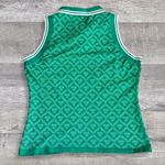 Fabletics Seamless Golf Polo Top Women L Sleeveless Green Fairway Jacquard Print Photo 3
