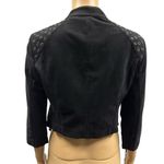 BCBGMAXAZRIA  Black Faux Suede Asymmetrical Cropped Eyelet Studded Zip Jacket S Photo 4