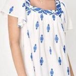 Lulus NEW  Mykonos Moment White & Blue Embroidered Shift Dress Linen Blend XL Photo 0