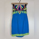 Mara Hoffman  2013 Embroidered Twill Cobalt Blue Strapless Mini Dress size 4 $297 Photo 7