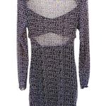 Princess Polly Womens 8 black Text me long sleeve mini dress-TIE NOT INCLUDED Photo 2