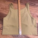 Lululemon  Yellow Ribbed CropTank Top Athletic High Neck V Neck Size L/XL Stretch Photo 3