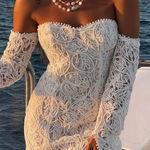 12th Tribe Romantic White Lace Long Sleeve Dress Size medium. F56 Photo 0