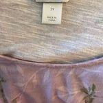 cj banks 2X scoop neck 3/4  sleeve lavender  top with flowers Photo 1