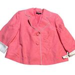 Alex Marie  Pink White Geranium 2-Button Linen Blend Blazer Jacket Womens 16W Photo 0
