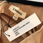 L'Agence  Chiara Dress A Line Faux Wrap Sleeveless Satin Beige Nude 2 Photo 2