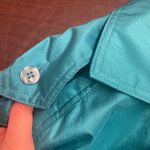Vintage 90s John Weitz Teal Iridescent Trench Coat 12P Blue Photo 8