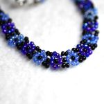Source Unknown Shades Of Blue Floral Beaded Handmade Choker Round Spring Clasp Necklace Photo 1