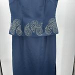 Liz Claiborne  Nights navy beaded 8 floor length gown mother bride groom formal Photo 7