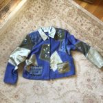 Womens Vintage Napa Valley Petites Blue Patchwork Beaded Multimedia Jacket lg Size undefined Photo 7