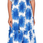 Cara Cara Mimi Cotton Midi Dress Blue Starburst XS White Photo 0