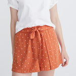 Madewell Drapey Pull On Polka Dot Shorts Orange White Small Photo 0
