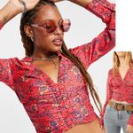 Free People NEW I Got You Printed Top Ruby Combo XS Bloomcore Festival Floral Photo 3