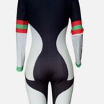 Sporty Digital Print Patchwork Zippered Bodycon Shorts Jumpsuit White Size L Photo 1