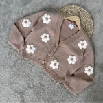 Luna Ivy Women’s 3D Flower Knit Cardigan Sweater Cropped Coquette in Cream S Pink Photo 2