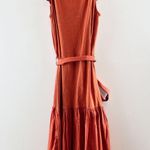 Nation Ltd Everly Frilly Ruffle Strap Tiered Cotton Midi Dress Cayene Red Small Photo 7