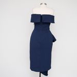 Betsy and Adam  Midi Off Shoulder Scuba Crepe Ruched Dress Photo 5