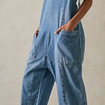 Free People NWT We The Free High Roller Jumpsuit - Kansas light blue - large Photo 0
