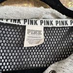 PINK - Victoria's Secret  Black Gray Fishnet Mesh Long Sleeve Top Sweater Hoodie XS Photo 2