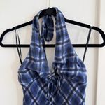 Princess Polly  Laraline Halter Navy Plaid Check Mini Dress Women's Size 6 Photo 3
