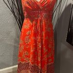 Monsoon 🌺NWT  ORANGE PRINTED MIDI DRESS WITH BEADING SIZE 6🌺 Photo 0