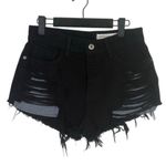 Pistola  Cutoff Distressed Jean Shorts Raw Ripped Hem High Rise Pockets 27 Black Photo 11