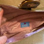 Kathy Van Zeeland  Python Snakeskin Top Zip Clutch Green Beige Rhinestones Photo 5