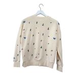 Madewell Embroidered Beach Scene Cream Cotton Sweater Size Small Photo 3