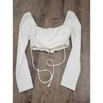 Princess Polly Romina long sleeve top white Bra Clasp Tie Front Crop Size 6 Smal Photo 6