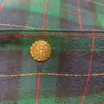 Vintage 90s Petite Green Navy Blue Plaid Wool Blazer Jacket Gold Buttons Preppy Size 16P Photo 6