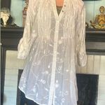 True Grit Sheer Buttonup W/ White Floral Embroidery & Tuxedo Style Front Panels XL Photo 0
