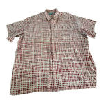 Tori Richard  Women's White Red Plaid Print Short Sleeves Button Down Top Size 4X Photo 0