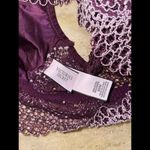 Victoria's Secret  All Over Crochet Lace Deep‎ V-Neck Bralette Burgundy & White M Photo 2