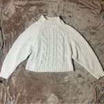 Elie Tahari White Cable Knit Sweater S Mock Neck Chunky Pullover 18x19 NWT Photo 2