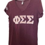 Bella Canvas Phi Sigma Sigma Sorority  Women's V-Neck Tee Shirt, Large Photo 0