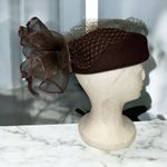 Vintage 100% Wool Brown Hat With Mesh Ruffle OS Kentucky Derby Church Photo 0