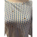 Talbots Women's L 3/4 Sleeve Anchor Print Stretch Shirt Top Casual Photo 1