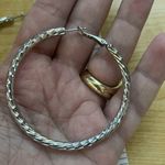 Boutique Silver Tone Diamond Cut Round 2.25 Inch Statement Hoops Photo 2