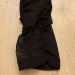 Forever 21  Black Ruched Mesh Mini Dress, Hook Front, Long Puff Sleeves Medium Photo 3