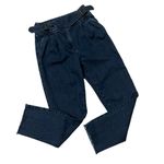 Sézane Sezane Francky Trousers Jeans Pleated Paperbag Waist Raw Hem, Sz 34/US 2 Photo 6