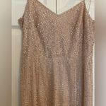 Adrianna Papell light pink beaded bridesmaid gown maxi size 6 thin strap v neck Photo 3