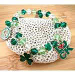 St Patricks Day Charm Bracelet Stretch Shamrocks Luck Leprechaun Hat Bee… Gold Photo 9